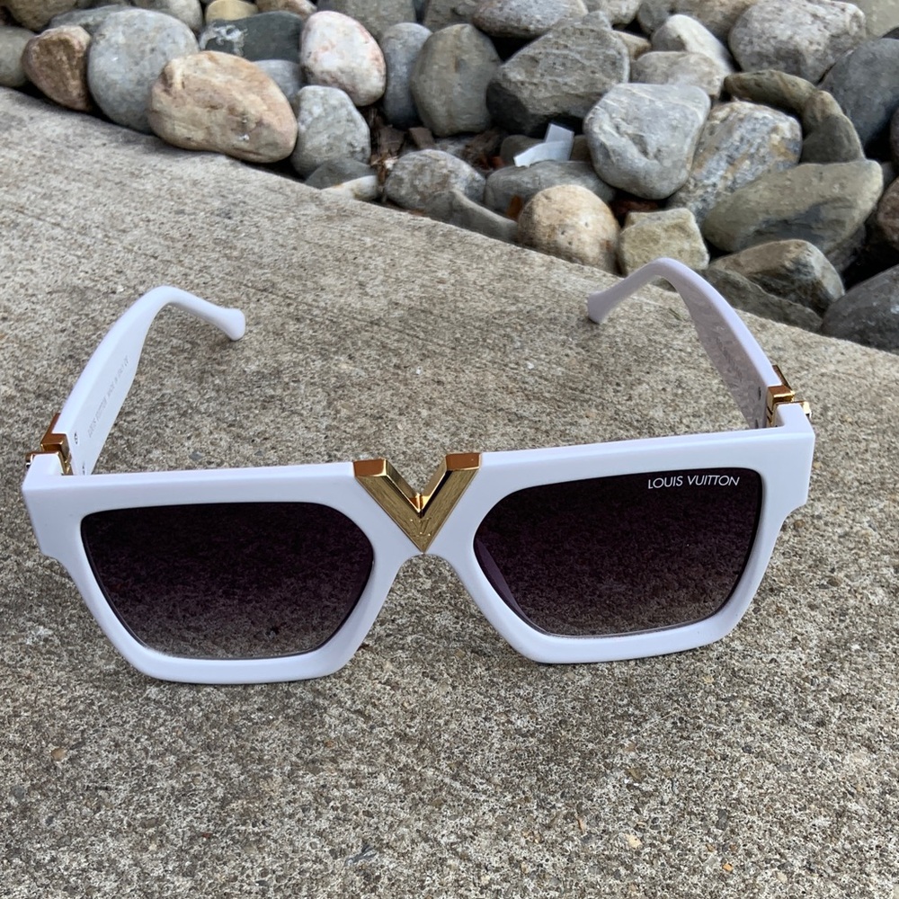 Louis Vuitton White and Gold Sunglasses
